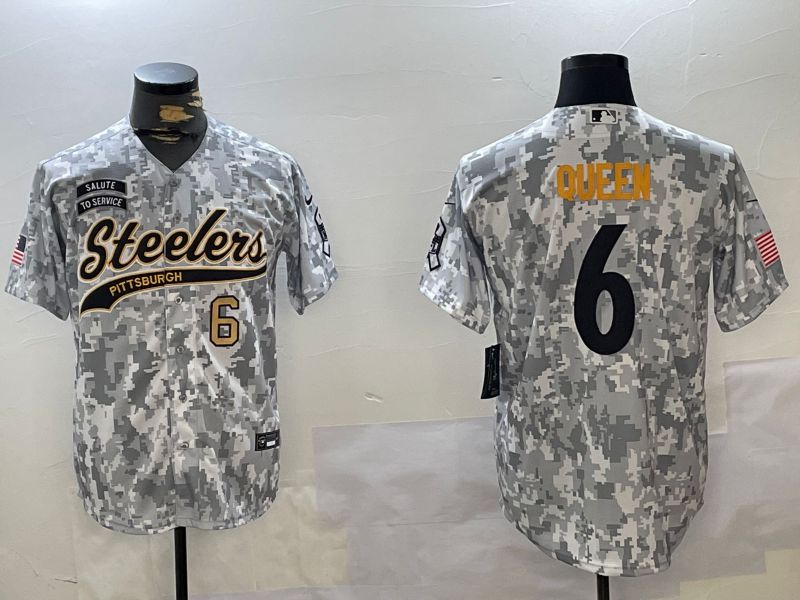 Men Pittsburgh Steelers 6 Queen Nike Arctic Camo 2024 Salute to Service Limited NFL Jersey style 2
